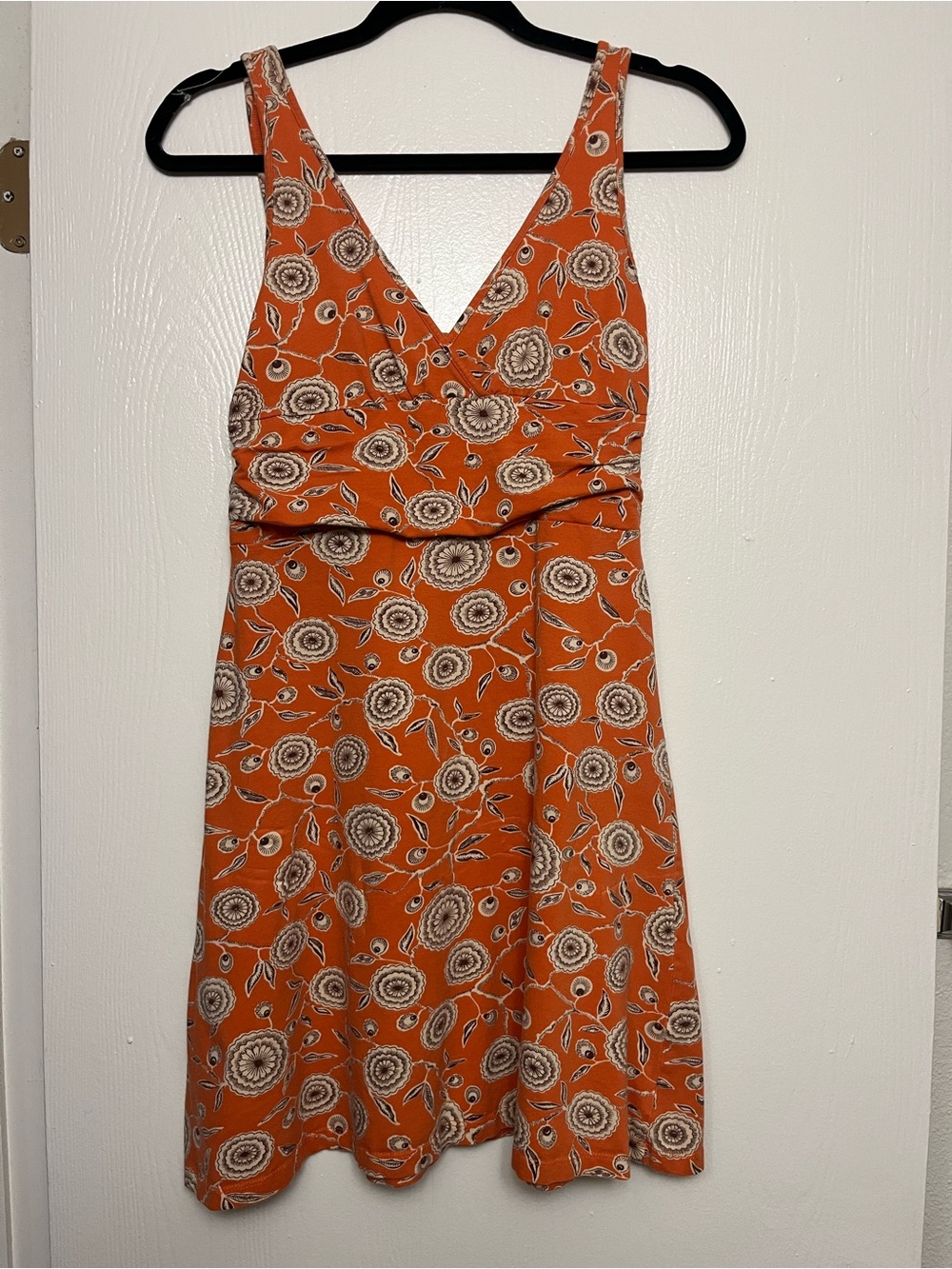 Patagonia Orange Floral V-Neck Mini Dress